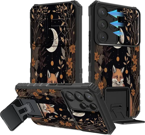 Vista 105 de Funda para Samsung Galaxy A13 5G/4G/A04S, Galaxy A13 5G con cubierta de cámara deslizante, funda de doble capa integrada con función atril