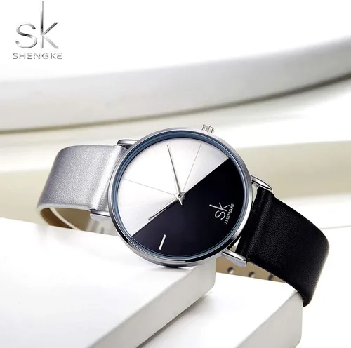 Vista 3 de SHENGKE Simplicity - Reloj creativo para mujer, de piel auténtica, elegante, para mujer