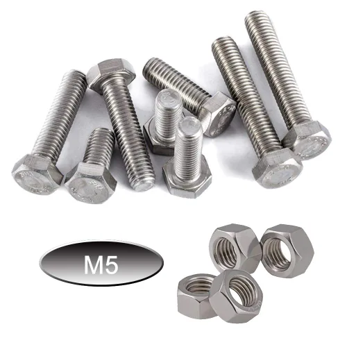 Vista 2 de Juego de pernos y tuercas con exterior hexagonal, mecánicos de acero inoxidable 304, maquinaria industrial, Tornillos hexagonales
