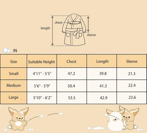 Vista 7 de OLAOLA Fennec Fox Bathrobes Plush Robes with Hood Flannel Animal Bath Robe Soft Bath Robe for Women Men Adult Gifts