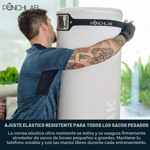 Vista 8 de Soporte de teléfono de boxeo para saco de boxeo – Soporte de correa para bolsa pesada con rastreador de perforación, se adapta a todas las bolsas