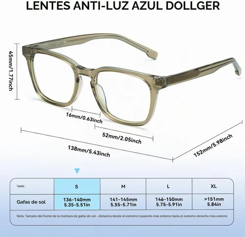 Vista 6 de Dollger Gafas de bloqueo de luz azul para mujer y hombre, rectángulo cuadrado, para computadora, gafas de luz azul, sin receta Beige
