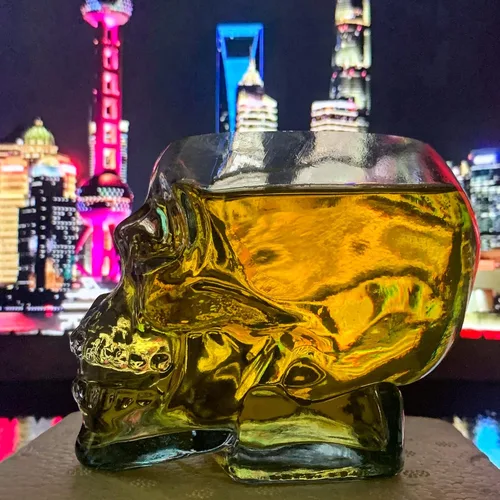 Vista 5 de Vaso de cristal de calavera de 12 onzas (11.8 fl oz), cristal de calavera multiusos para fiestas temáticas de Halloween, copas de vino, regalos