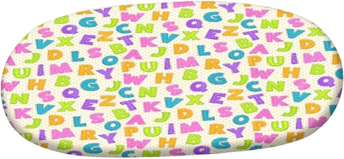 Vista 3 de XISUNYA Mantel ajustable ovalado de poliéster elástico para niños, mantel ajustable con estampado de letras del alfabeto ABC, se adapta a mesas