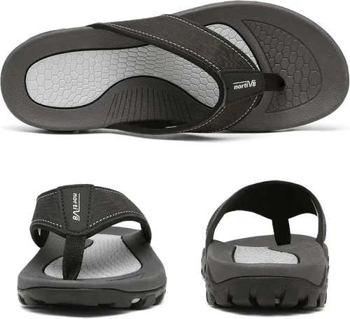 Vista 3 de NORTIV 8 Chanclas atléticas para hombre, sandalias casuales de tanga para interiores y exteriores, sandalias de agua para playa