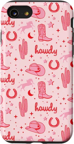 Vista 18 de Funda estética para iPhone 17, diseño de vaquera rosa pastel
