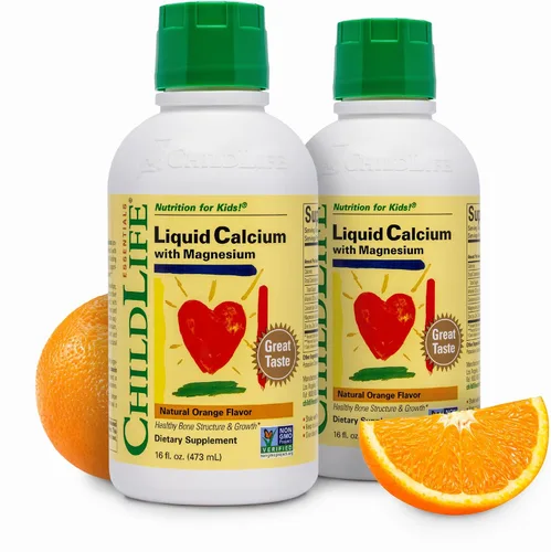Vista 9 de Calcio/Magnesio líquido de Child Life, sabor natural a naranja, botella de plástico de 16 fl -, LCM2, 16 onza, Default, 1, 1
