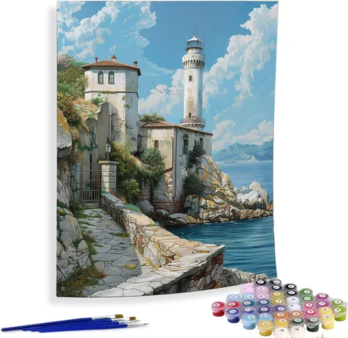 Vista 11 de Diymood Pintura por números para adultos, Navidad, pintura al óleo de muñeco de nieve, kits de pintura acrílica por números para niños, adultos