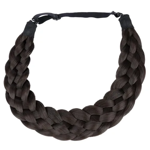 Vista 17 de Diadema clásica de cabello sintético trenzado de 5 hebras, trenzas gruesas y anchas, extensión de cabello con elástico para mujeres y niñas