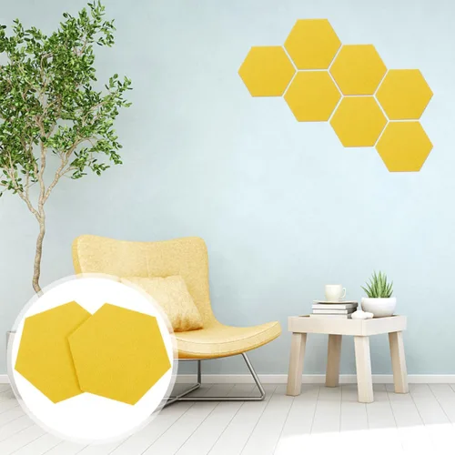 Vista 9 de Tablero de pared hexagonal de fieltro, paquete de 12 tableros de notas de fieltro autoadhesivos para oficina, hogar, aula, decoración de azulejos