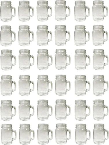 Vista 7 de Mason Jar - Tazas de vidrio con asas, tamaño de pinta (16 onzas, 16.0 fl oz), boca regular, 6 piezas