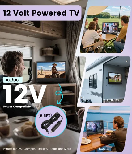 Vista 4 de Feihe TV de 22 Pulgadas, HDTV LED de Pantalla Ancha 1080p con Sintonizadores Digitales ATSC, Pantalla Plana con HDMI/VGA/RCA/USB para Cocina, RV