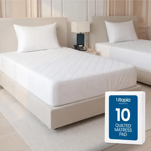 Vista 21 de Utopia Bedding Protector de colchón acolchado (individual) – Protector de colchón elástico ajustable – La funda de colchón se estira hasta 16 Blanco