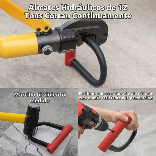 Vista 4 de ROCKBROS Bloqueo U para bicicleta con cable resistente antirrobo para bicicleta, soporte de montaje de cable de 4 pies para bicicletas eBikes
