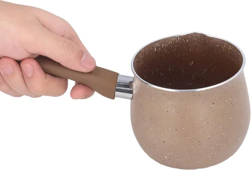 Vista 7 de Sartén pequeña con tapa, olla antiadherente de 1.5 cuartos de galón, calentador de mantequilla de un solo mango y olla de café, compatible