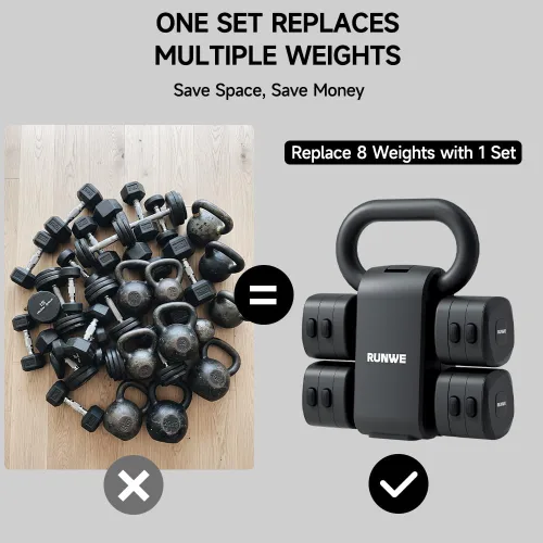 Vista 5 de Adjustable Kettlebell Dumbbell Set, 2-in-1 Dumbbells & Kettlebell, Hand Weights Free Weights for Women Beginners with Fast Adjustment,Weights Set