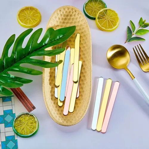 Vista 5 de 60 barras de acrílico para tartas de hielo, mini espejo reutilizable, palitos láser para aperitivos saludables, dulces de pastel de bricolaje