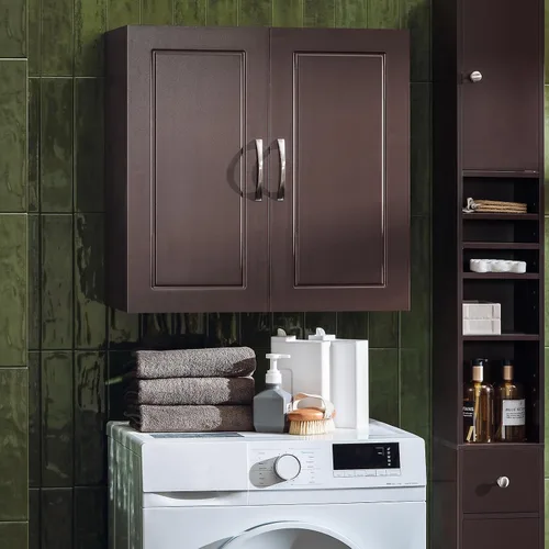 Vista 14 de Haotian Armario de pared para cuarto de lavado, gabinete de medicinas de almacenamiento para baño, cocina, garaje, torre de lino para baño, gabinete