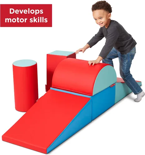 Vista 3 de Radio Flyer, Tumble Town Bloques de espuma – Arco iris, estructura de escalada y juego para interiores, bloques de escalada de espuma grandes