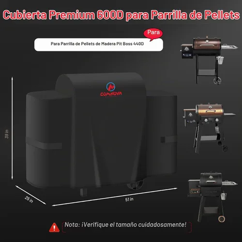 Vista 2 de Comnova - Cubierta de parrilla para Pit Boss 440D, cubierta de madera prémium para ahumador de pellets de madera para Pitboss, impermeable y Negro