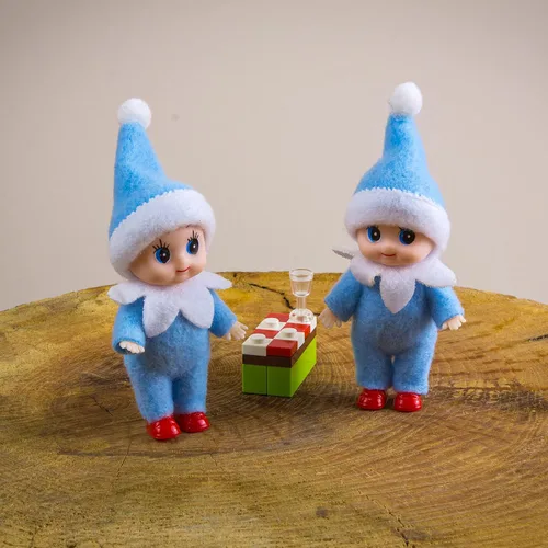 Vista 9 de Muñeca de elfo bebé de Navidad en mono azul