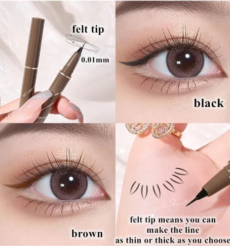 Vista 7 de Delineador de ojos líquido, impermeable, secado rápido, resistente a las manchas, de larga duración, maquillaje delineador de ojos preciso para todo