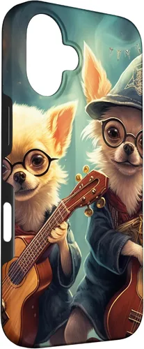 Vista 3 de iPhone 16 Chihuahua Mago Guitarristas, Chihuahua Dog, Estuche Guitarrista Mágico