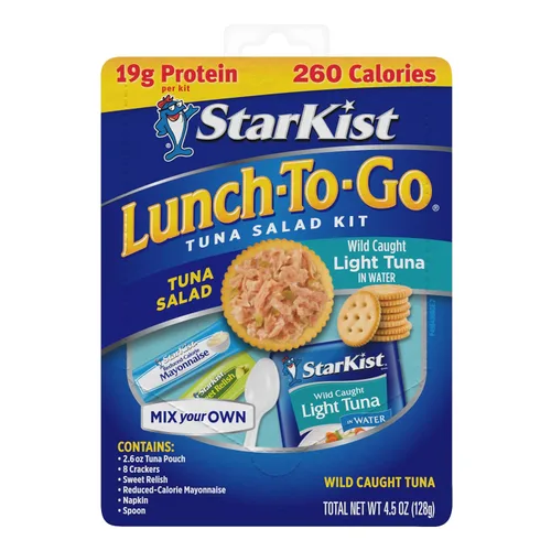 Vista 15 de StarKist Lunch-To-Go Albacore Mezcla tu propia ensalada de atún, kit de 4.5 onzas, 1 paquete 0.67 oz de proteína por porción, listo para comer