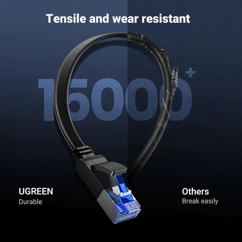 Vista 6 de UGREEN Cable Ethernet de 10 pies, cable Ethernet Cat 8 con 40 Gbps 2000 Mhz de alta velocidad, cable plano de Internet blindado resistente