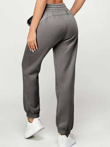 Vista 2 de IUUI Pantalones deportivos para mujer, cintura alta apilada, forro polar, con bolsillos, pantalones de descanso para yoga, entrenamiento, correr