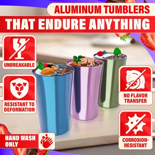 Vista 3 de Conjunto de seis vasos de aluminio anodizado