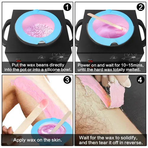 Vista 5 de Calentador de cera portátil para depilación sin dolor, calentador de cera profesional para mujeres y hombres con juego de temperatura ajustable, 40