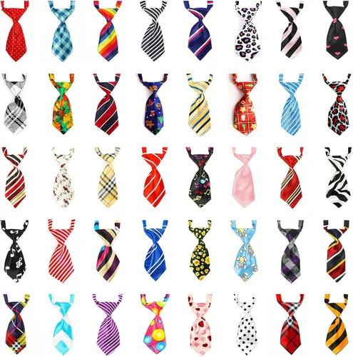 Vista 8 de Segarty Pajaritas para perros a granel, paquete de 40 lazos para perros, collares para cachorros, corbatines ajustables para perros pequeños, Varied