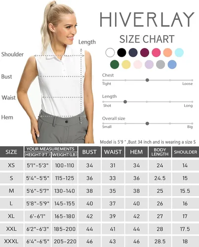 Vista 6 de Camisetas tipo polo para mujer, sin mangas, para golf, tenis, UPF 50+, ligeras