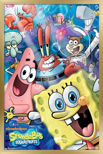 Vista 9 de Trends International Nickelodeon Spongebob - Póster de pared Joy, 14.725 x 22.375 pulgadas, versión con marco de madera tipo granero