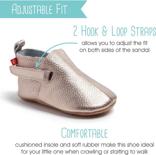 Vista 5 de Zutano Leather Baby Shoes for Boys and Girls Rose Gold