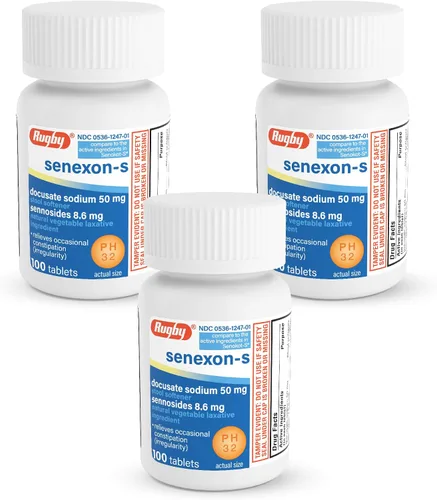 Vista 13 de Rugby Senexon-S - Ingrediente laxante vegetal natural más suavizante de heces, alivio del estreñimiento, Docusate Sodium 50 mg, senósidos 8.6 mg