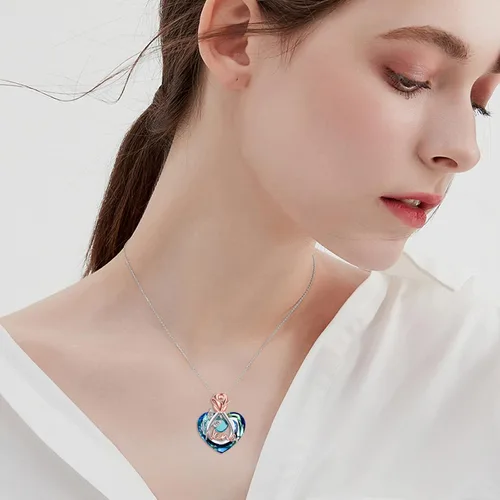 Vista 3 de POPKIMI Rose Flower Love Heart Necklaces Best Gifts for Women Gifts for MomGrandma NanaWifeAuntDaughter Necklace Birthday Jewelry Gifts 925 Sterling