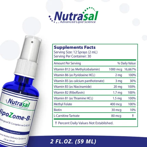 Vista 2 de Nutrasal LipoZome B-Complex Sublingual Spray - 2 onzas líquidas