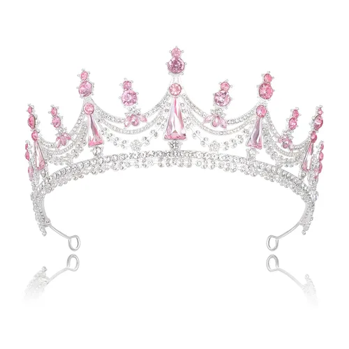 Vista 10 de FORSEVEN - Tiara de novia de cristal para cumpleaños, coronas de diamantes de imitación, boda, Halloween "Adult Women Bride Bridesmaid Engagement