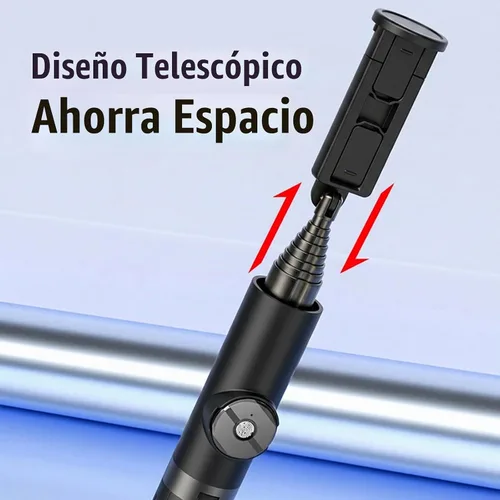 Vista 5 de Trípode para selfie stick portátil, extensible para teléfono celular, con mini anillo desmontable, trípode para teléfono con control remoto Negro