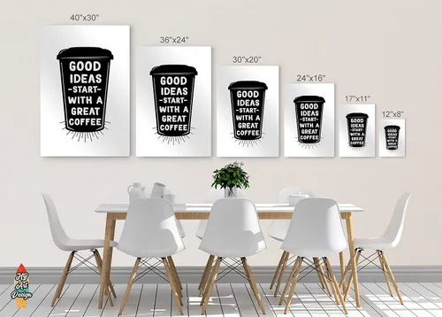 Vista 7 de HB Art Design Good Ideas Start With a Great Coffee Quote on Black Cup Metal Print Wall Art Coffee Bar Decor Coffee Signs Kitchen Wall Decor Dining