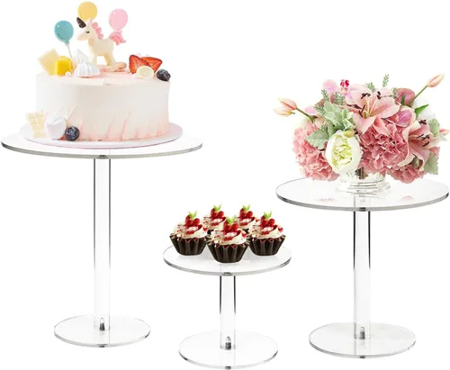 Vista 8 de WILLSIN Soporte de tarta acrílico, soportes de tarta redondos para mesa de postres, soporte de cupcakes transparente para fiesta de cumpleaños