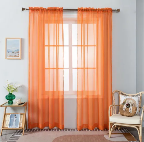 Vista 11 de WPM - Cortinas traslúcidas de color beige de 60 pulgadas de ancho x 95 pulgadas de largo, 2 paneles tratamiento de ventana para sala de estar