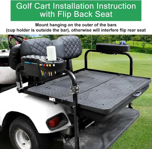 Vista 7 de MOSNAI Golf Cart Armrest with Cup Holder for Club Car EZGO Yamaha Rear Seat 1-Inch Square Tube, Upgrade Golf Cart Armrest with Phone Storage Pouch