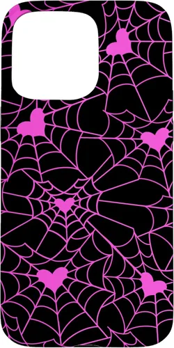 Vista 30 de Carcasa para iPhone 11 con diseño de telaraña, color rosa y negro