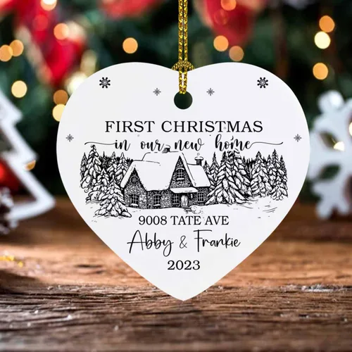Vista 5 de Adorno de primera Navidad en nuestro nuevo hogar 2025, adorno personalizado para el nuevo hogar, adornos de Navidad personalizados para dirección