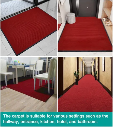 Vista 3 de ITINA Tapete largo para puerta de 3 x 10 pies, resistente e impermeable, tapete de entrada para interior y exterior, tapete absorbente con respaldo
