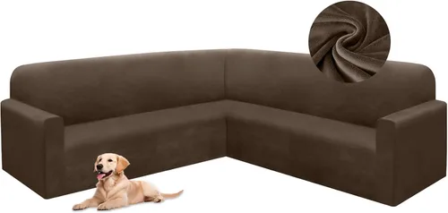 Vista 78 de HDCAXKJ Fundas de sofá seccional de esquina de terciopelo elástico en forma de L, juego de fundas deslizantes suaves y gruesas en forma de U