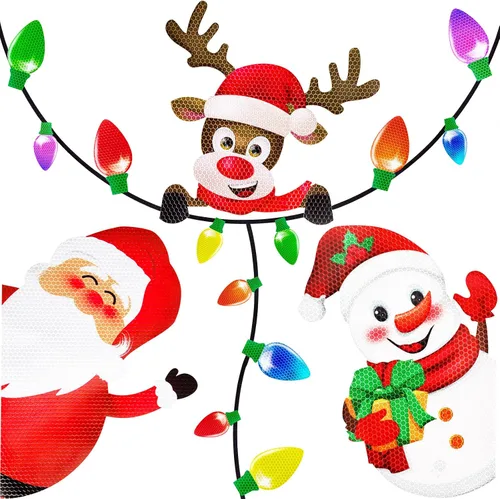 Vista 19 de 43 piezas de decoraciones navideñas para auto y refrigerador: set de accesorios con imanes reflectantes en forma de bombilla y gnomo, decoración